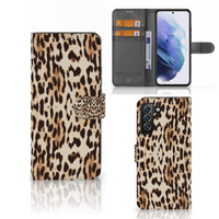 Samsung Galaxy S22 Plus Telefoonhoesje met Pasjes Leopard - thumbnail