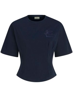 ETRO t-shirt crop à motif Pegaso - Bleu