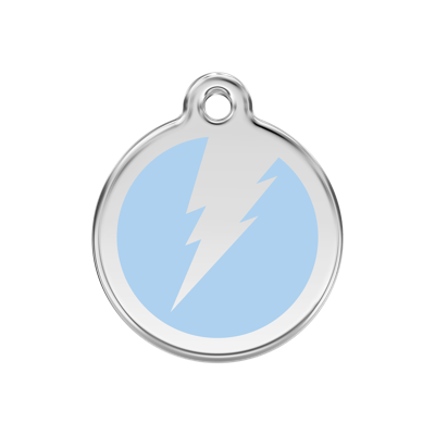 Flash Light Blue roestvrijstalen hondenpenning medium/gemiddeld dia. 3 cm - Reddingo