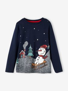 Kerstman T-shirt voor jongens marineblauw