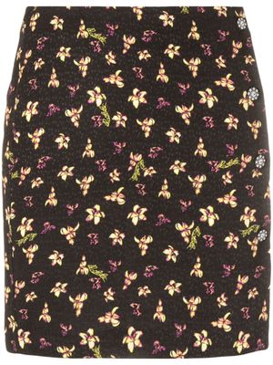 ROTATE BIRGER CHRISTENSEN minijupe crayon à fleurs en jacquard - Noir