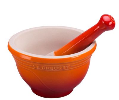 LE CREUSET - Aardewerk - Vijzel Oranjerood 11,5cm 0,3l LE CREUSET - Aardewerk - Vijzel Oranjerood 11,5cm 0,3l