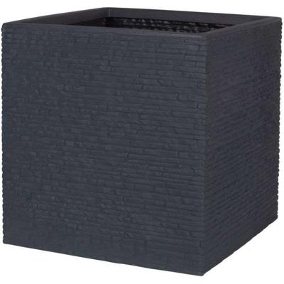 Bloempot - STRATA - L - Vierkant - Leisteen - 38 cm SQ x 39 cm H - Grafietkleur