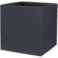 Bloempot - STRATA - L - Vierkant - Leisteen - 38 cm SQ x 39 cm H - Grafietkleur