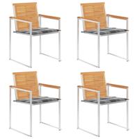 Tuinstoelen 4 st met kussens massief teakhout