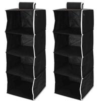 2x Stuks Hangende kast organizers - opvouwbaar - zwart - 84 cm