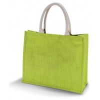 Groene jute shopper/boodschappentas 42 cm - Boodschappentassen - thumbnail