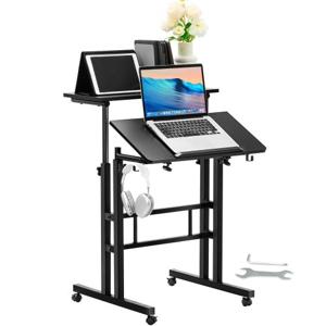 VEVOR Laptoptafel in hoogte verstelbaar 670-1140 mm Notebooktafel Projectietafel Witte laptoptafel Oprolbaar 600x600 mm Mobiel bureau Verzorgingstafel Computerbureau Werkstation Dubbellaags