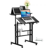 VEVOR Laptoptafel in hoogte verstelbaar 670-1140 mm Notebooktafel Projectietafel Witte laptoptafel Oprolbaar 600x600 mm Mobiel bureau Verzorgingstafel Computerbureau Werkstation Dubbellaags