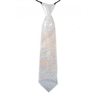 Carnaval verkleed stropdas - glitter zilver - volwassenen - 40 cm - met elastiekje