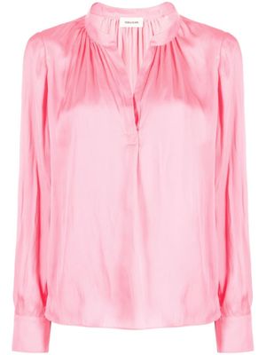 Zadig&Voltaire blouse satinée Tink à col officier - Rose