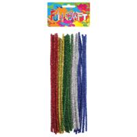 Chenille draad - 30x stuks - glitter 5 kleurenmix - Buigbaar draad - 30 cm - Knutselen hobby