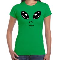 Alien gezicht fun verkleed t-shirt groen voor dames