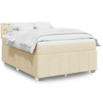Boxspring met matras stof crèmekleurig 140x190 cm