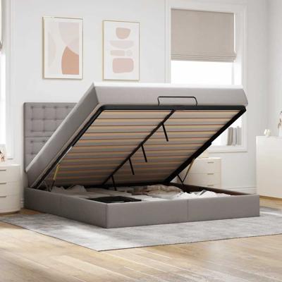 Ottoman bed met matras 180x200cm stof lichtgrijs