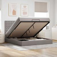 Ottoman bed met matras 180x200cm stof lichtgrijs