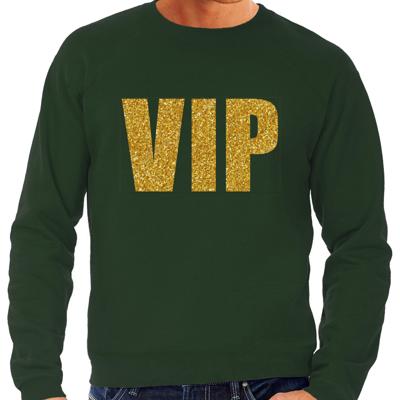 Verkleed glitter sweater voor heren - groen - VIP - glitter goud - foute party