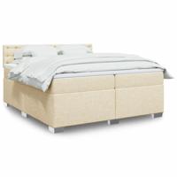 Boxspring met matras stof crèmekleurig 200x200 cm