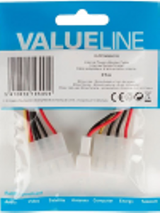 Valueline Interne Stroomkabel Molex Male - Molex Female + 3-Pins Fan Power 0.15 m - AKTIE!