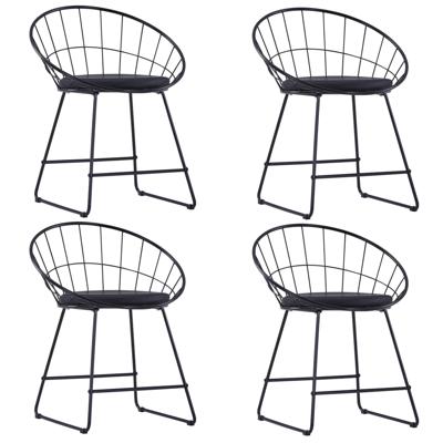 Eetkamerstoelen met kunstleren zittingen 4 st staal zwart