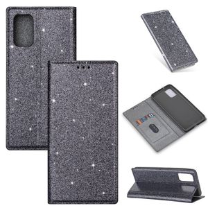 Xiaomi Redmi Note 10S hoesje - Bookcase - Pasjeshouder - Portemonnee - Glitter - TPU - Grijs