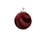 Kerstbal 8 cm ossenbloed brede strepen boog