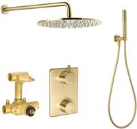 Saqu Shine doucheset inbouw Wand Ø 30cm geborsteld messing