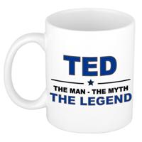Ted cadeau mok - man myth legend - naam koffiemok / beker - wit en blauw - 300 ml