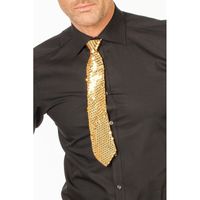 Gouden glitter stropdas 32 cm verkleedaccessoire dames/heren   - - thumbnail
