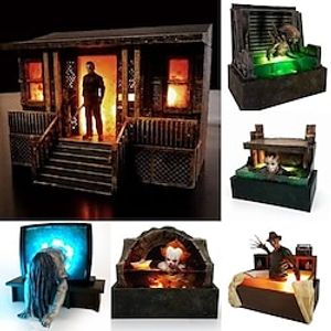 halloween horror hars decoratieve lamp kunstwerk decoratie desktop halloween decoratieve wraak joker vrouwelijke geest verlichtende decoratieve knopbatterij Lightinthebox