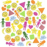 Creativ Company Foam stickers, geometrie, mensen, weer, smileys, zelfklevend, afm 10-40 mm, kleurrijk, 175 stuk/ 1 doos
