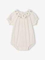 Body baby met korte pofmouwen ecru