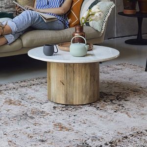 Brix Salontafel 'Nova' Mangohout en marmer, kleur Wit