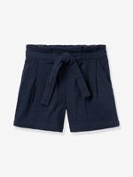 Meisjesshort met ceintuur in de taille marineblauw