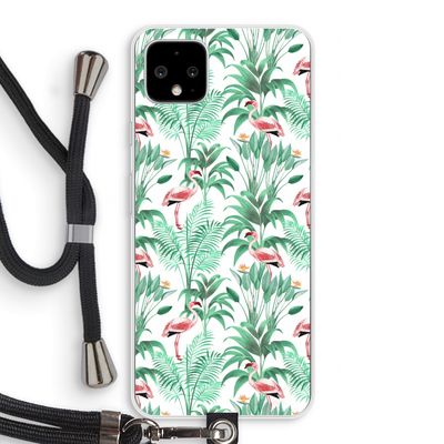Flamingo bladeren: Pixel 4 XL Transparant Hoesje met koord