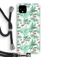 Flamingo bladeren: Pixel 4 XL Transparant Hoesje met koord