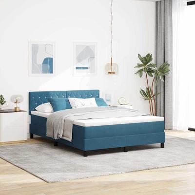 Boxspringbed met Matras Donkerblauw 140 x 200 cm Stof