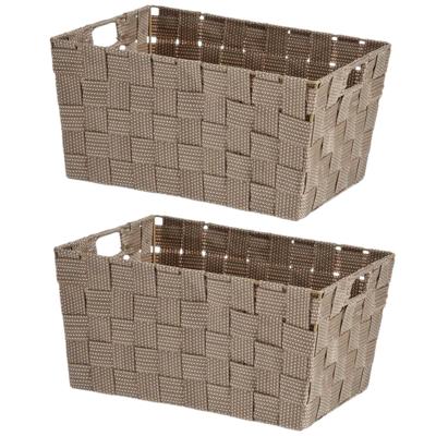 Kast/badkamer opbergmandjes - Set van 2x stuks - beige - 30 x 20 x 14 cm - opbergmanden