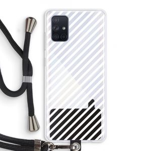 Strepen zwart-wit: Samsung Galaxy A71 Transparant Hoesje met koord