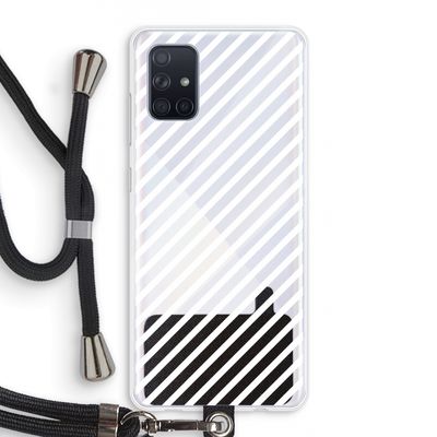 Strepen zwart-wit: Samsung Galaxy A71 Transparant Hoesje met koord