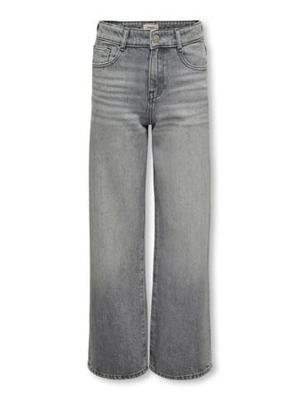 Kids ONLY winter jeansbroek meisjes - grijs - KogCobain - wide leg fit, glitter steentjes