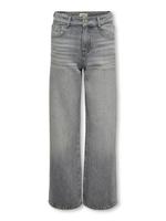 Kids ONLY winter jeansbroek meisjes - grijs - KogCobain - wide leg fit, glitter steentjes