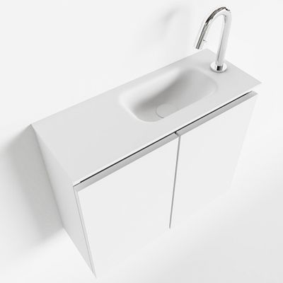 Toiletmeubel Mondiaz Ture | 60 cm | Meubelkleur Talc | Eden wastafel Talc Rechts | 1 kraangat