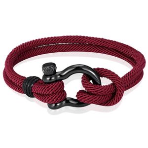 Nautische heren armband Paracord Edelstaal Anker Bordeaux