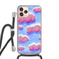 Roze wolken met vogels: iPhone 11 Pro Transparant Hoesje met koord