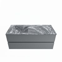 MONDIAZ VICA-DLUX 120cm badmeubel onderkast Plata 2 lades. Inbouw wastafel CLOUD links zonder kraangat, kleur Lava. - thumbnail