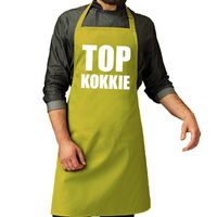 Top kokkie barbeque schort / keukenschort lime groen heren - thumbnail