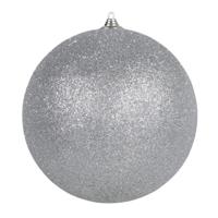 Kerstbal - groot - zilver - D25 cm - kunststof - glitter afwerking - kerstversiering Kerstbal - groot - zilver - D25 cm - kunststof - glitter afwerking - kerstversiering
