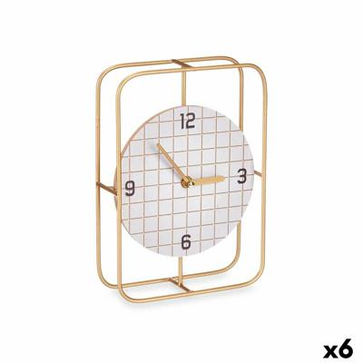 Tafelklok Geruit Zwart Metaal Hout MDF 18,5 x 25,5 x 6 cm (6 Stuks)
