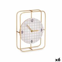 Tafelklok Geruit Zwart Metaal Hout MDF 18,5 x 25,5 x 6 cm (6 Stuks) - thumbnail